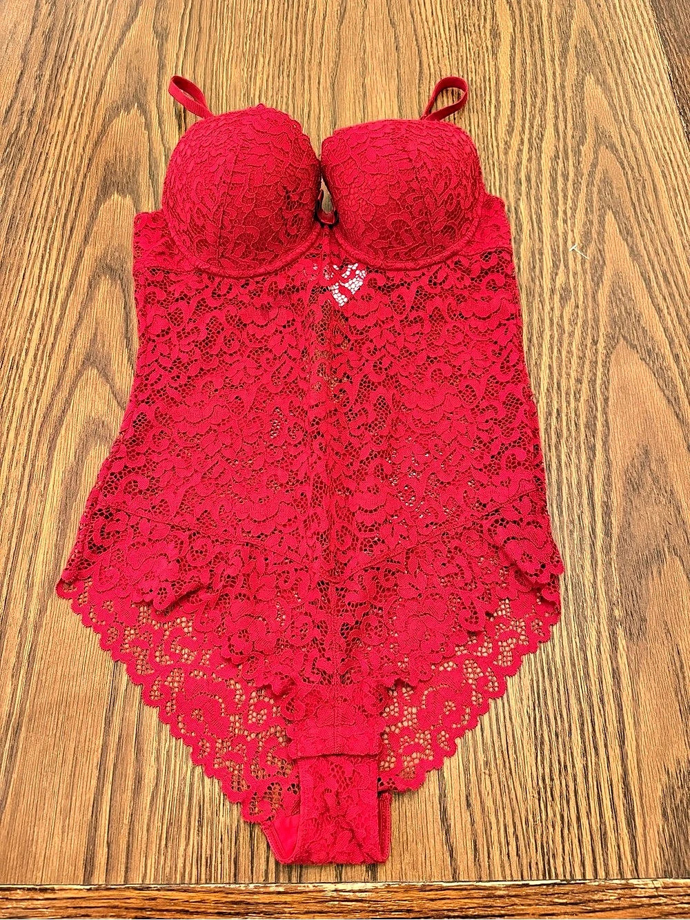 Etam Lingerie Red Lace Chemise Size 34C
